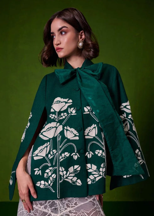 Split Sleeve Jacket with Floral Pattern